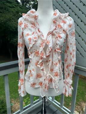 Free People Amanda Ruffle Floral Wrap Top